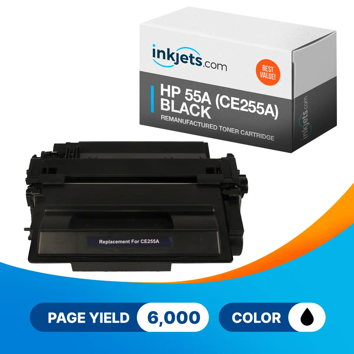 HP 55A (CE255A) Black Remanufactured Toner Cartridge