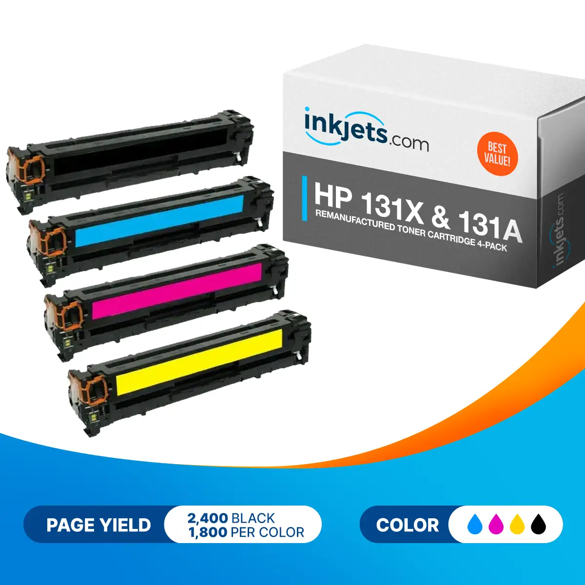HP 131X & 131A Remanufactured Toner Cartridge 4-Pack