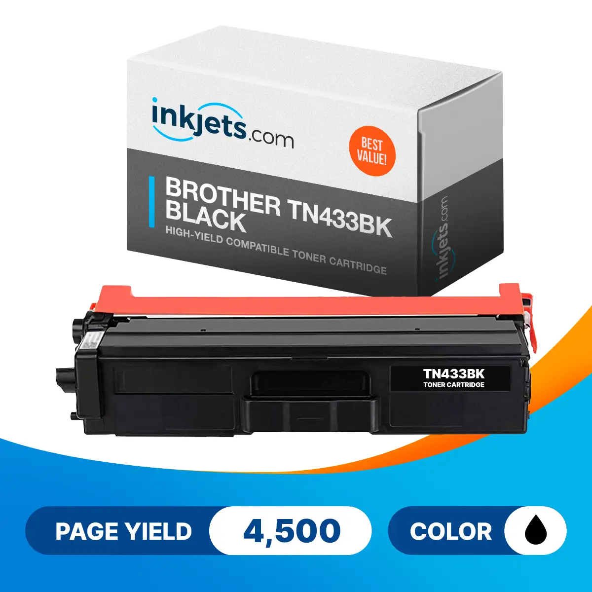 Brother TN433BK Black High-Yield Compatible Toner Cartridge