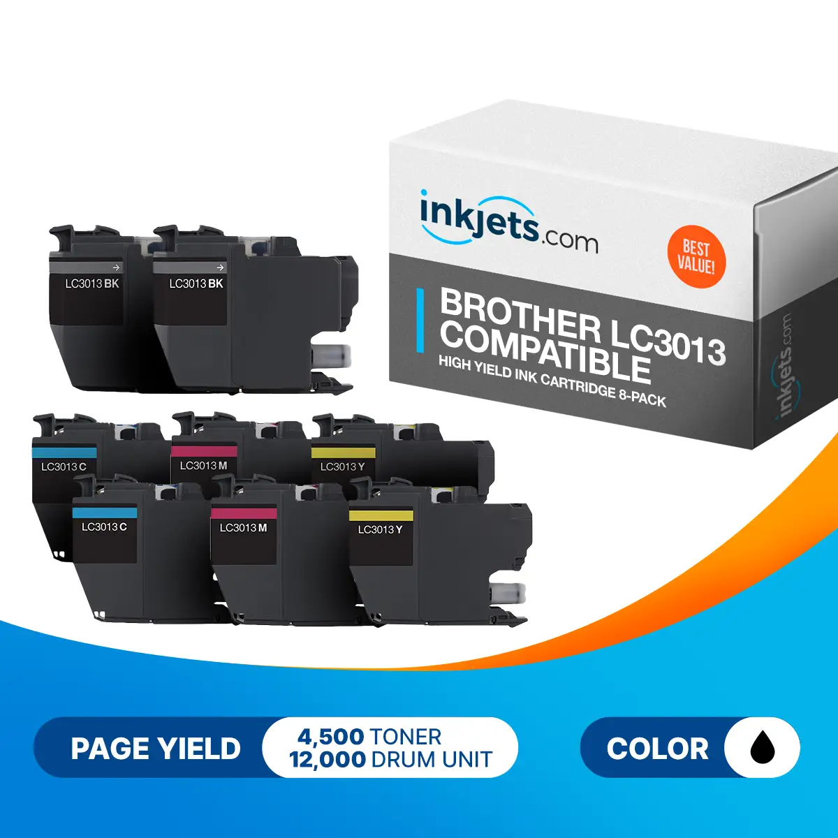 Brother LC3013 Compatible High Yield Ink Cartridge 8-Pack