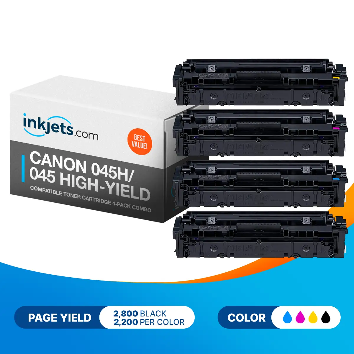 Canon 045H / 045 High-Yield Compatible Toner Cartridge 4-Pack Combo