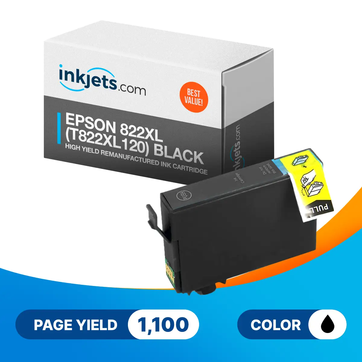 Epson 822XL (T822XL120) Black High Yield Remanufactured Ink Cartridge