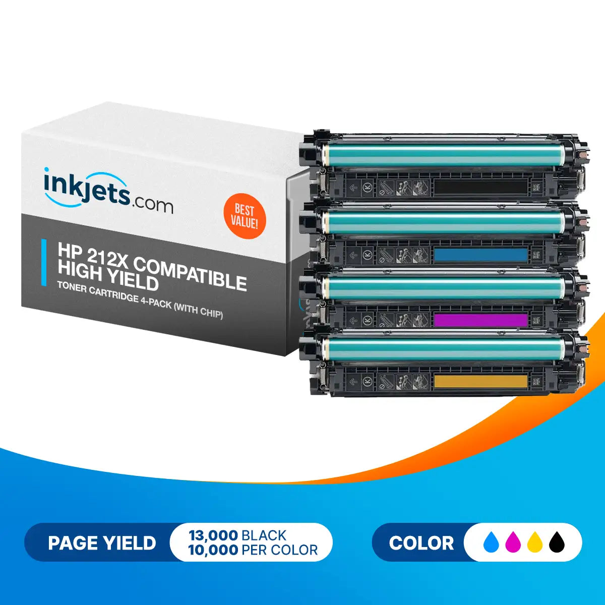 HP 212X Compatible High Yield Toner Cartridge 4-Pack (With Chip)