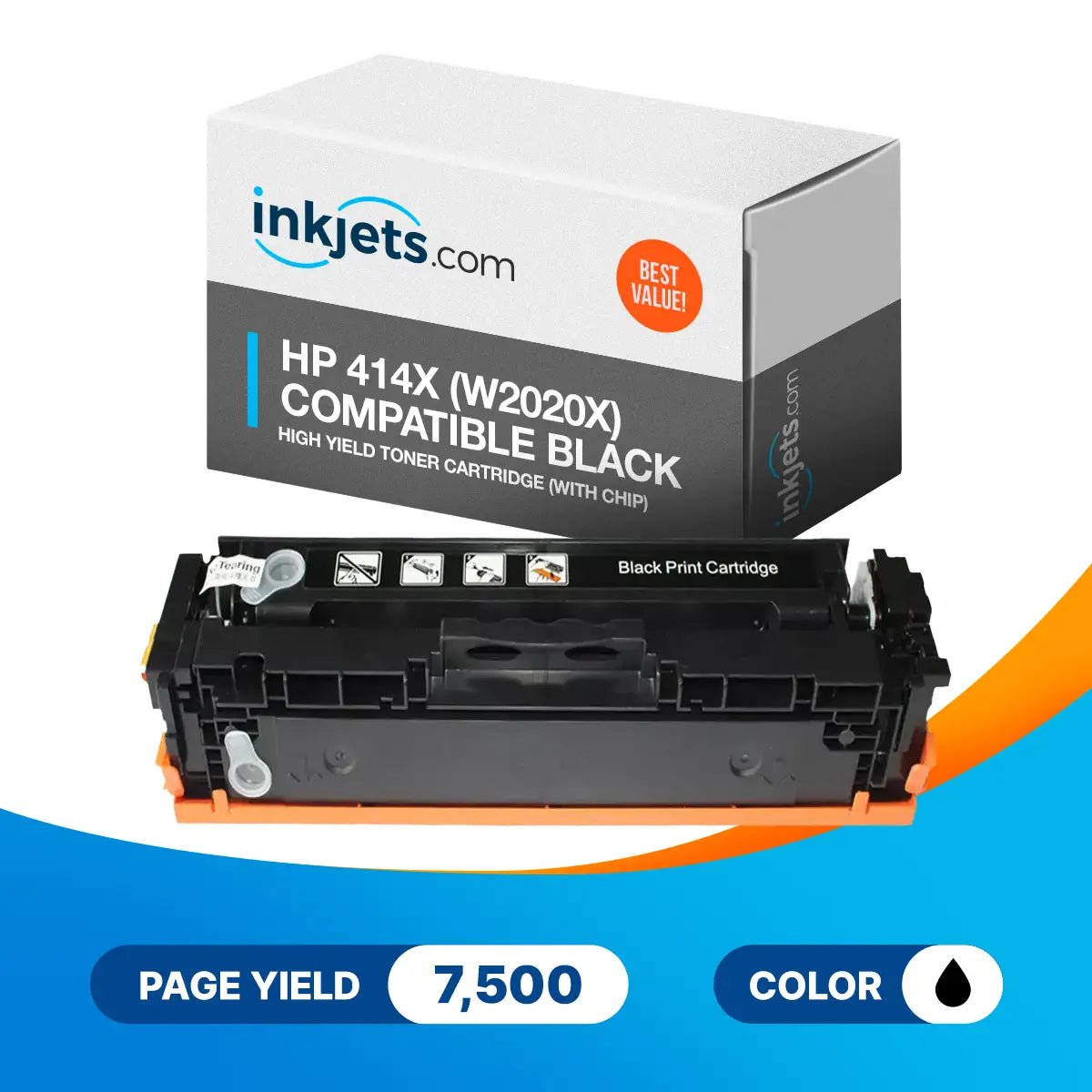 HP 414X Black (W2020X) Compatible High Yield Toner Cartridge (With Chip)
