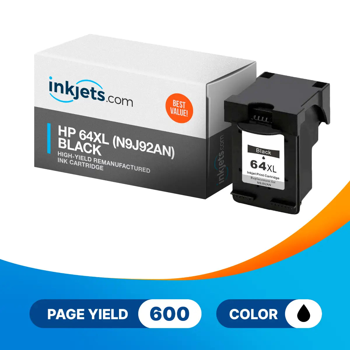 HP 64XL (N9J92AN) Black High-Yield Remanufactured Ink Cartridge