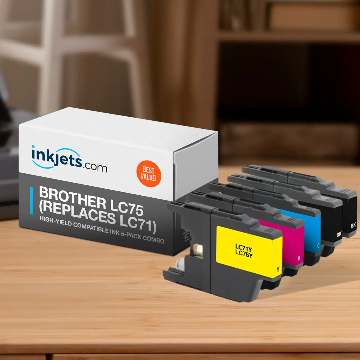 Brother LC75 (Replaces LC71) High-Yield Compatible Ink 5-Pack Combo