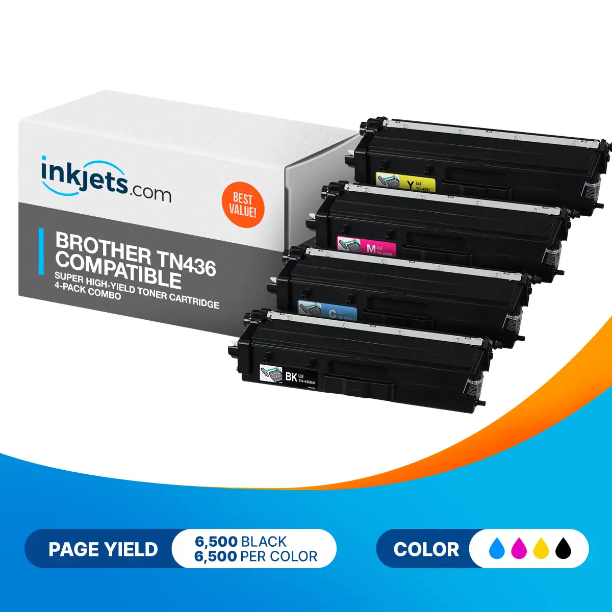 Brother TN436 Super High-Yield Compatible Toner Cartridge 4-Pack Combo