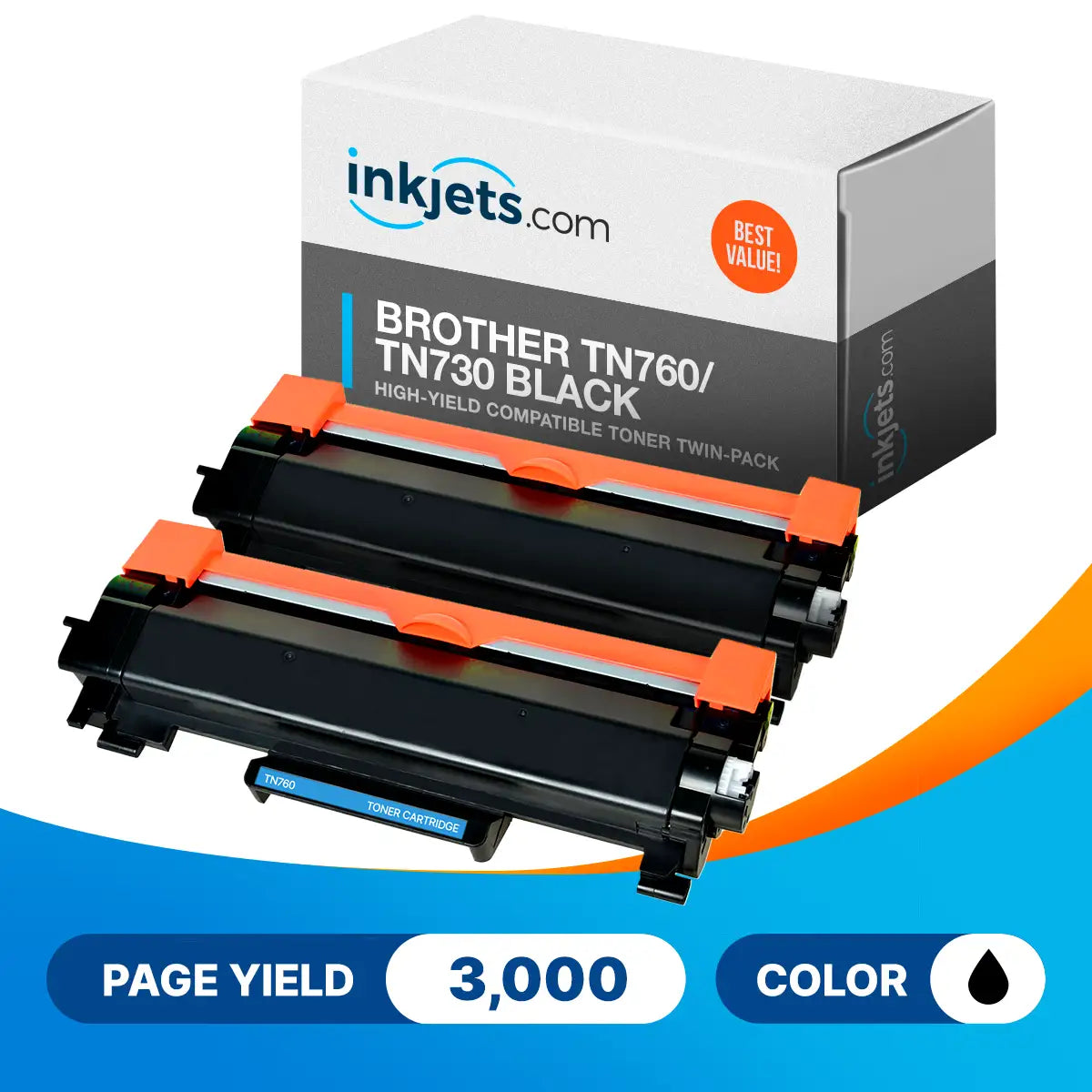 Brother TN760 / TN730 Black High-Yield Compatible Toner Twin-Pack