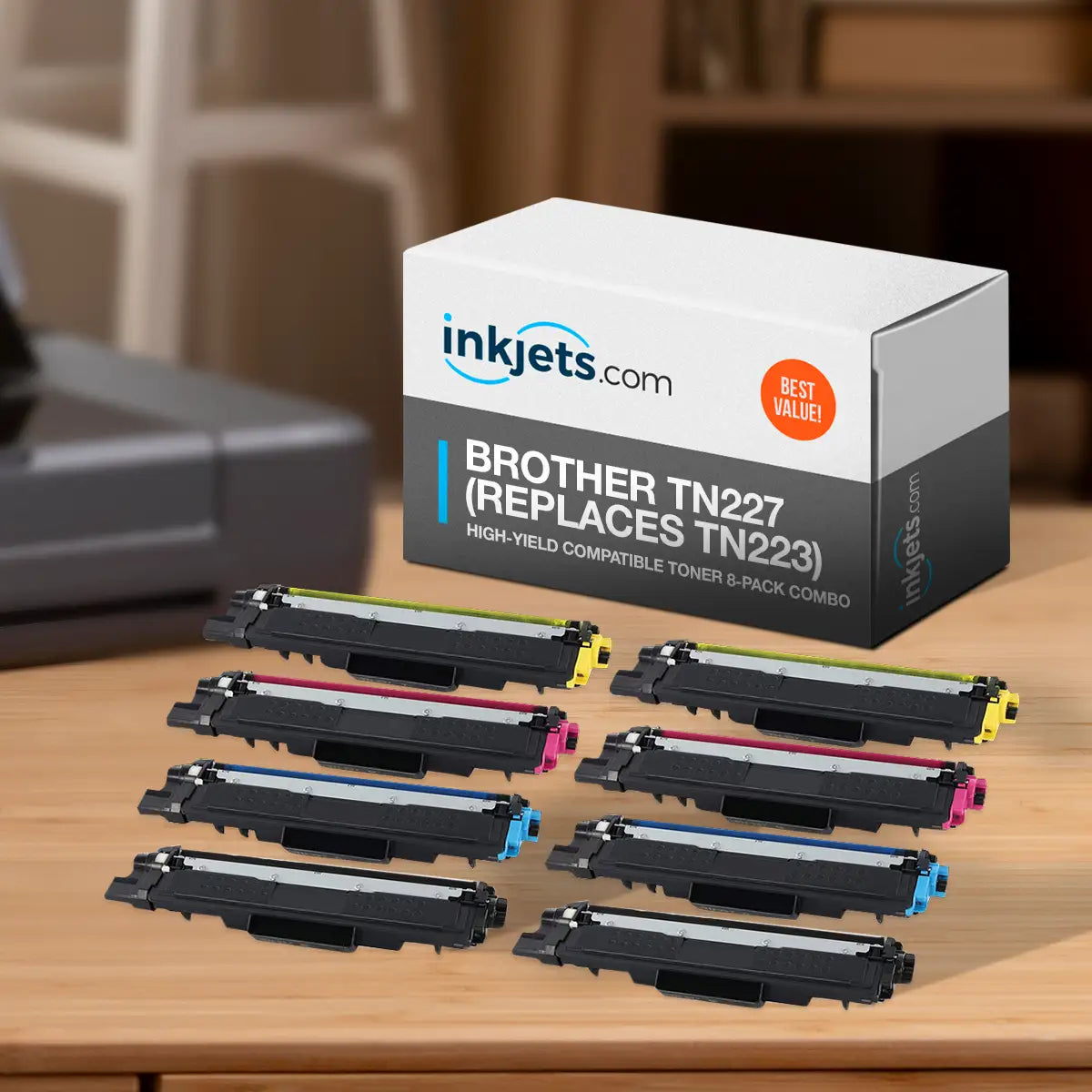 Brother TN227 (Replaces TN223) Compatible High-Yield Toner Cartridge 8-Pack