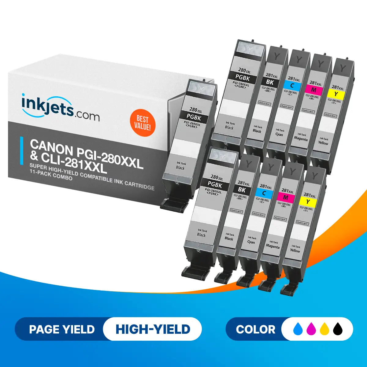 Canon PGI-280XXL & CLI-281XXL Super High-Yield Compatible Ink Cartridge 11-Pack Combo