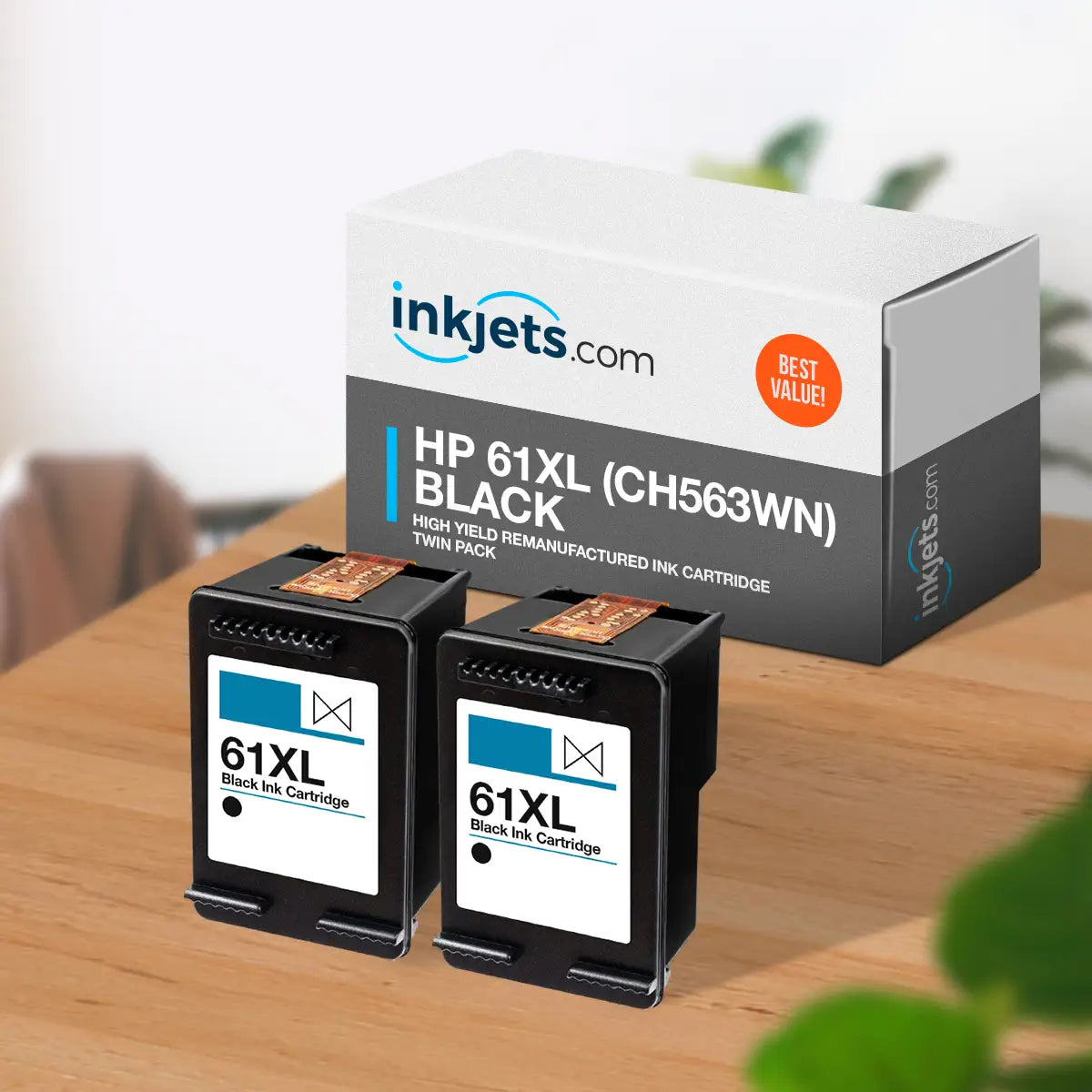 HP 61XL Black (CH563WN) Remanufactured High Yield Ink Cartridge Twin Pack