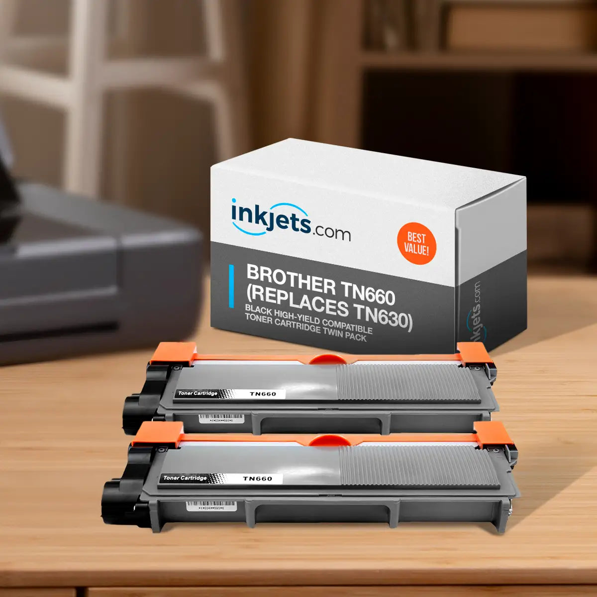 Brother TN660 (Replaces TN630) Black High-Yield Compatible Toner Cartridge Twin Pack