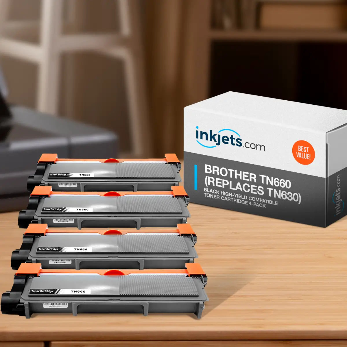 Brother TN660 (Replaces TN630) Black Compatible High-Yield Toner Cartridge 4-Pack