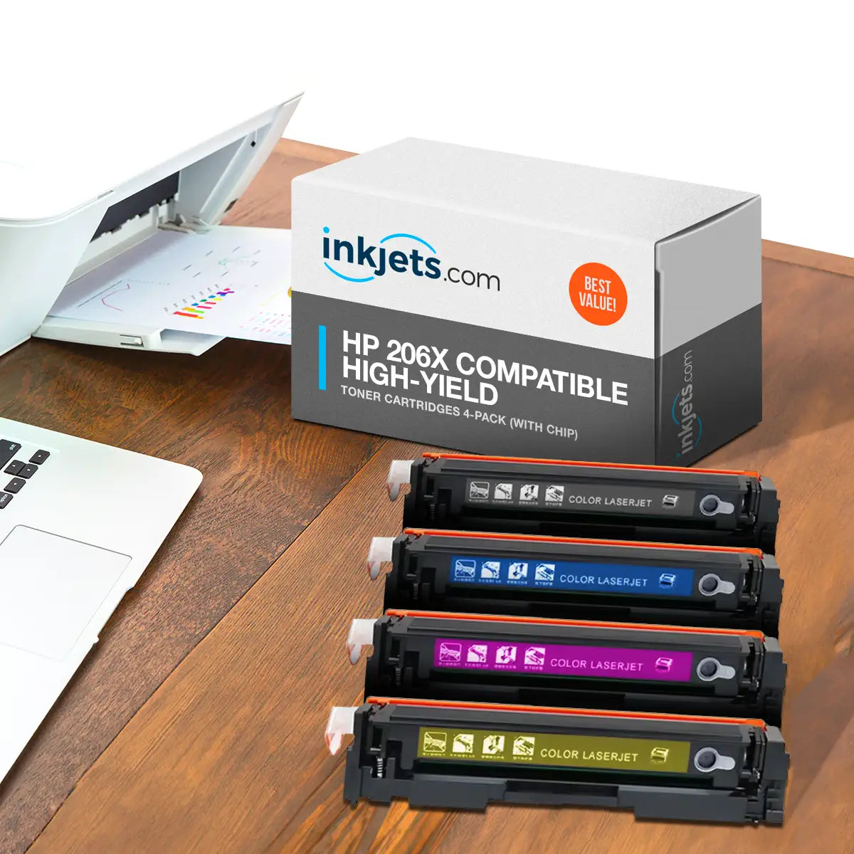 HP 206X Compatible High-Yield Toner Cartridges 4-Pack (With Chip)