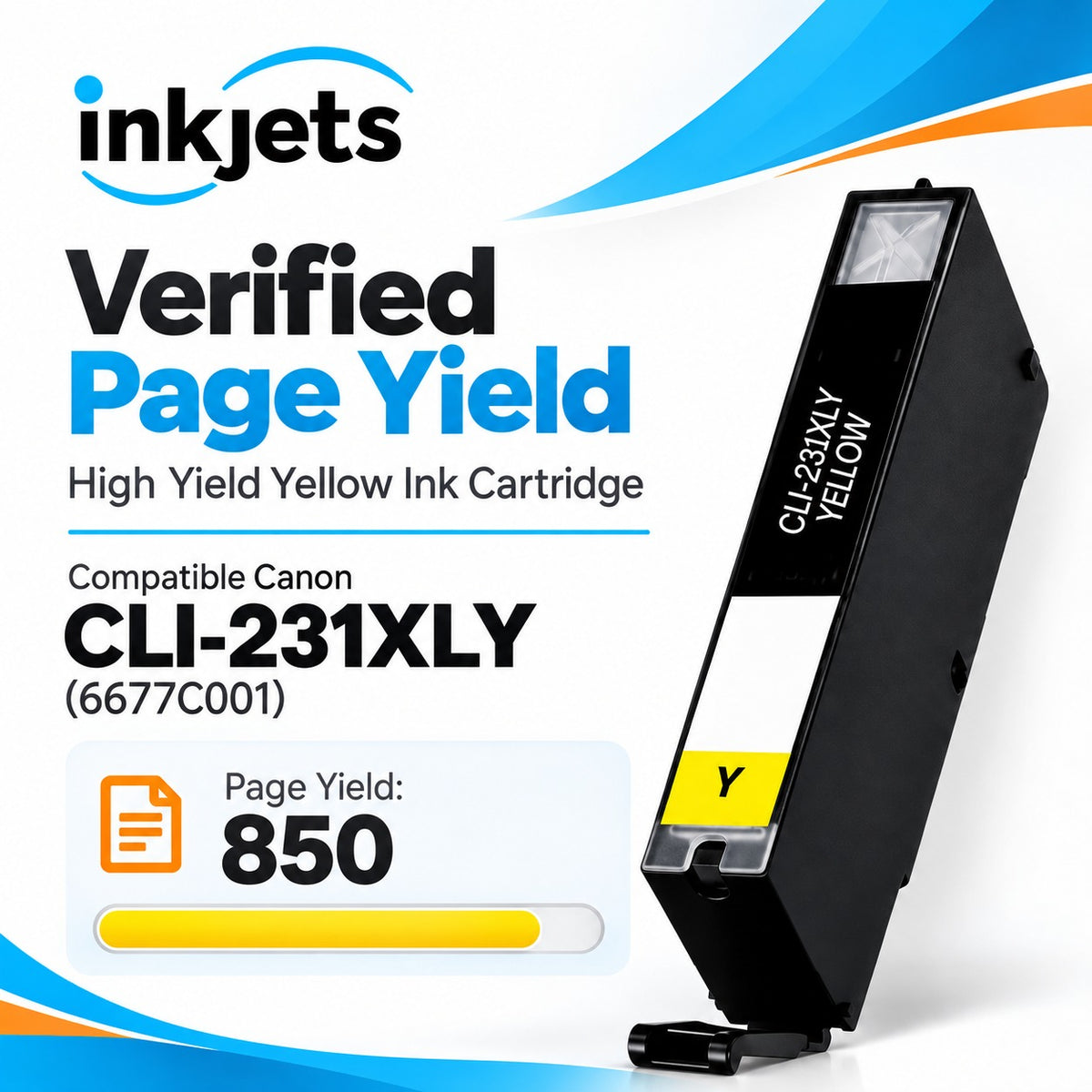 Compatible Canon CLI-231XLY (6677C001) High Yield Yellow Ink Cartridge