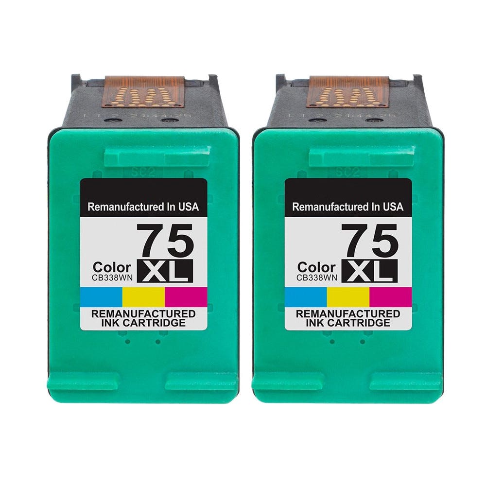 HP 75XL (CB338WN) Color High-Yield Remanufactured Ink Cartridge Twin Pack
