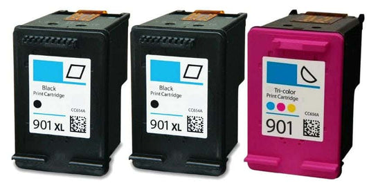HP 901XL & 901 Remanufactured Ink Cartridge 3-Pack Combo