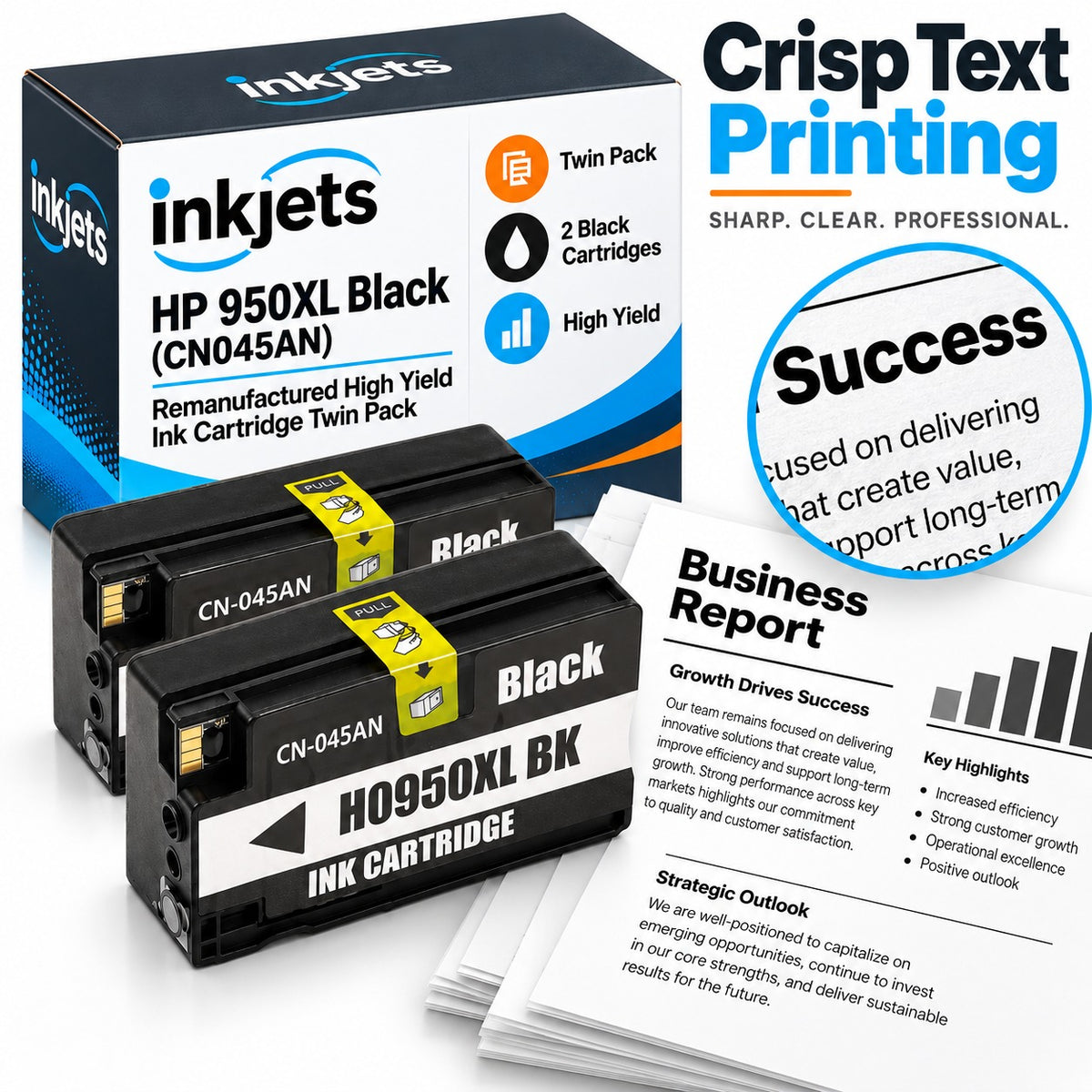 HP 950XL Black (CN045AN) Remanufactured High Yield Ink Cartridge Twin Pack