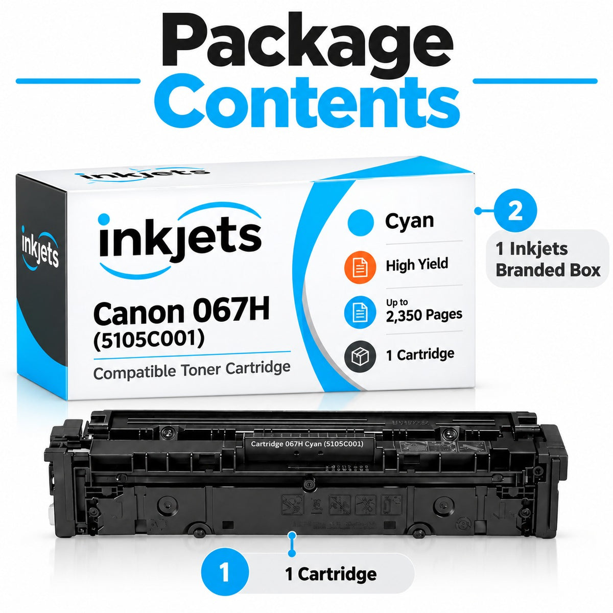 Canon 067H (5105C001) Cyan High Yield Compatible Toner Cartridge