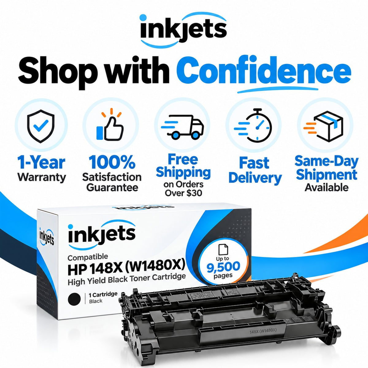 Compatible HP 148X (W1480X) High Yield Black Toner Cartridge