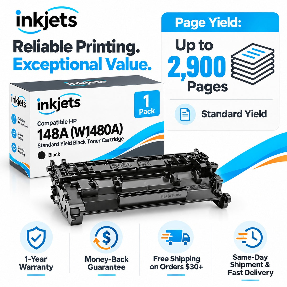 Compatible HP 148A (W1480A) Standard Yield Black Toner Cartridge
