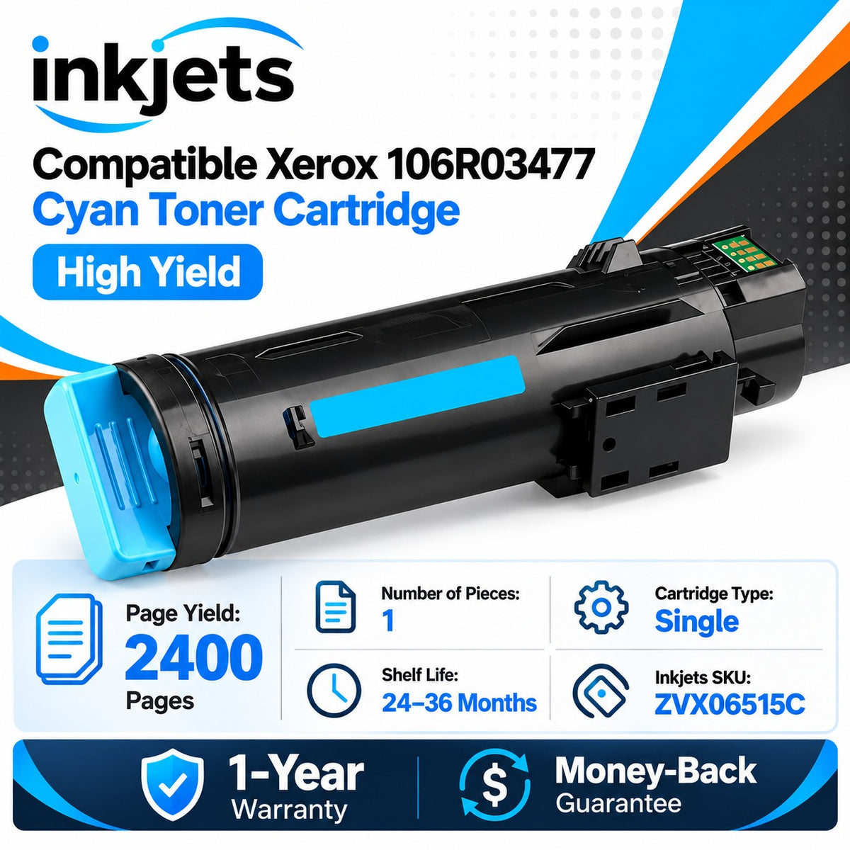 Xerox 106R03477 Cyan High-Yield Compatible Toner Cartridge