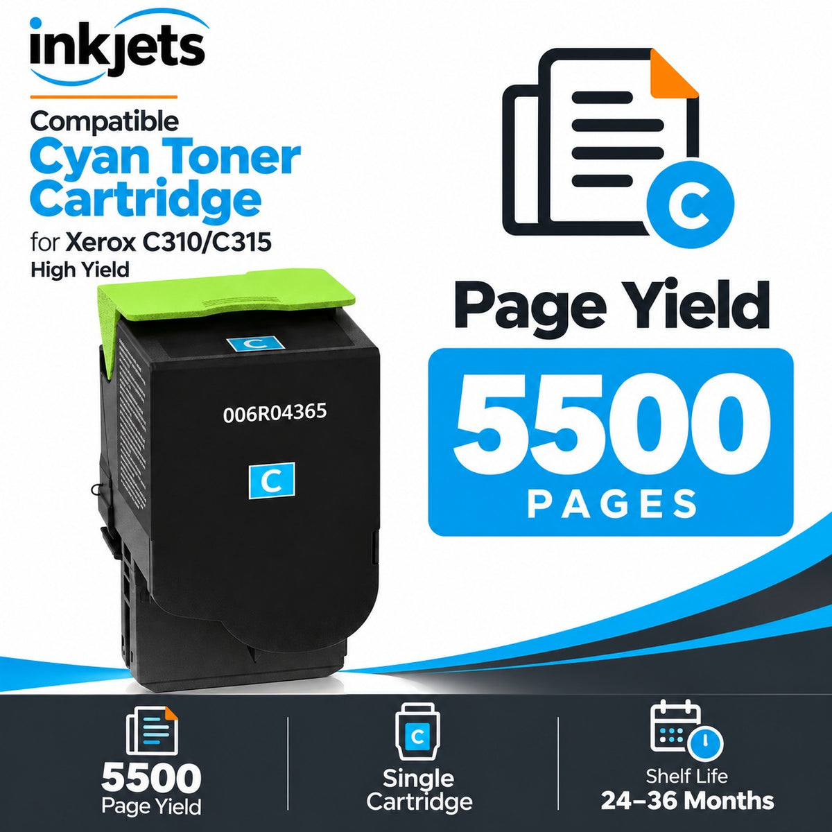 Compatible Xerox C310s/C315s High Yield Cyan Toner Cartridge