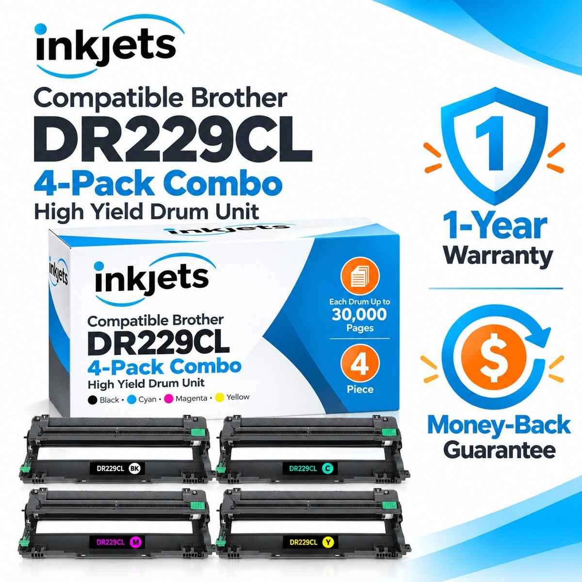 Compatible Brother DR229CL High Yield 4-Pack Combo Drum Unit