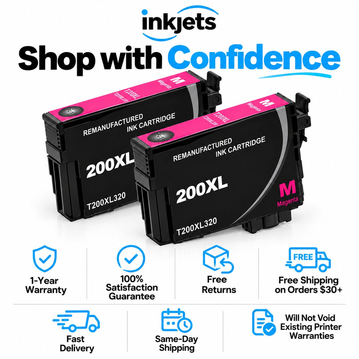 Epson 200XL (T200XL320) Magenta High-Yield Remanufactured Ink Cartridge Twin Pack