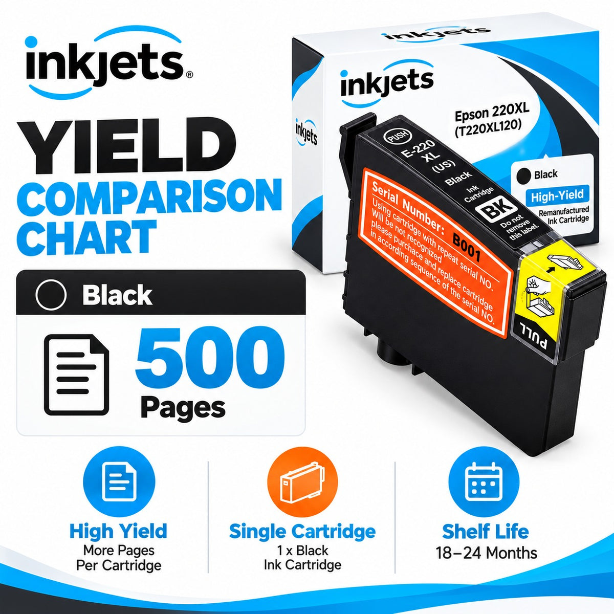 Epson 220XL (T220XL120) Black High-Yield Remanufactured Ink Cartridge