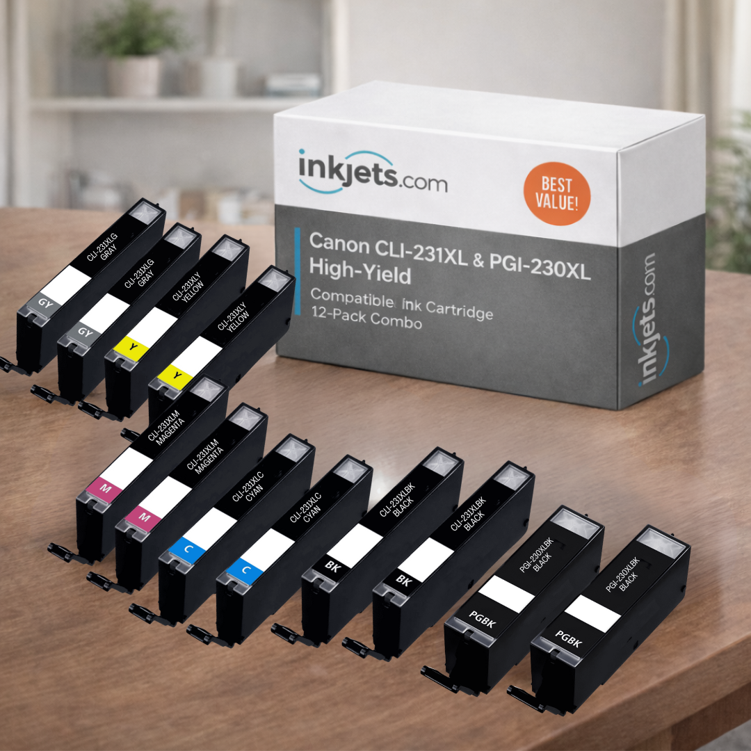 Canon CLI-231XL & PGI-230XL High-Yield Compatible Ink Cartridge 12-Pack Combo