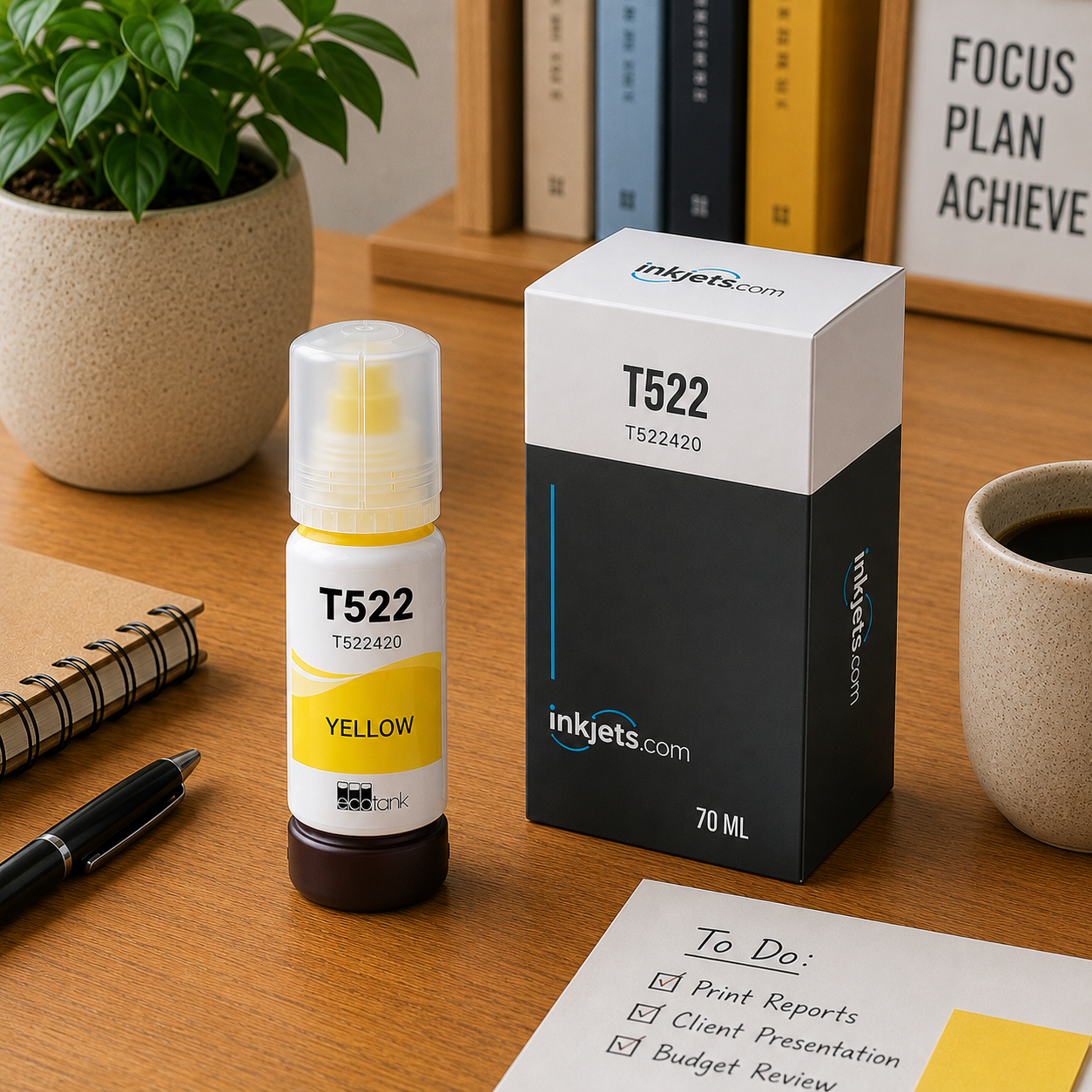 Epson T522 (T522420-S) Yellow Standard Yield Compatible Ink Bottle, 70 ml