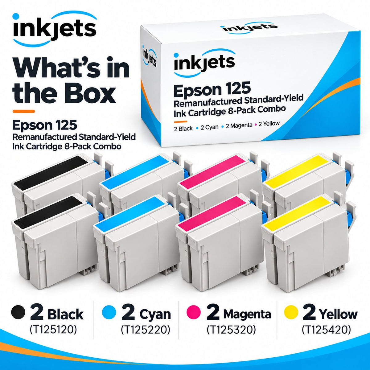 Epson 125 Remanufactured Standard-Yield Ink Cartridge 8-Pack Combo