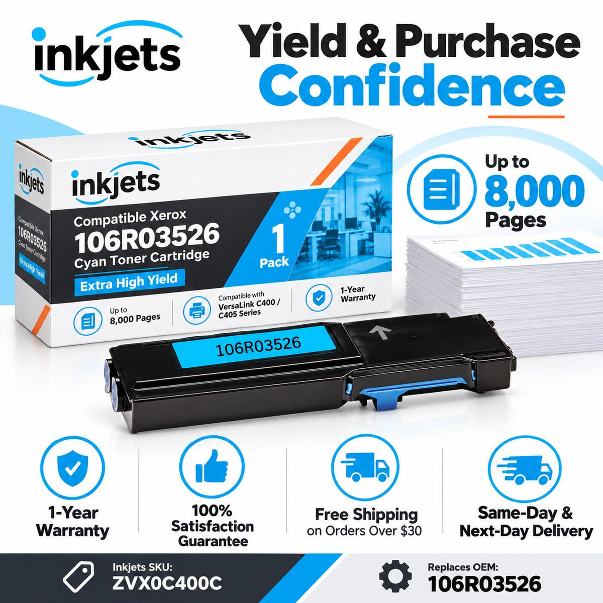 Xerox 106R03526 Cyan Extra High Yield Compatible Toner Cartridge