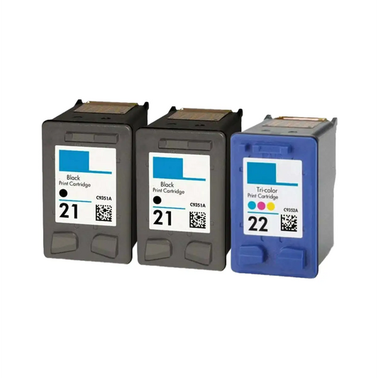 HP 21 & 22 Remanufactured Ink Cartridge 3-Pack Combo