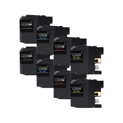 Brother LC203 / LC201 Compatible High-Yield Ink Cartridge 8-Pack