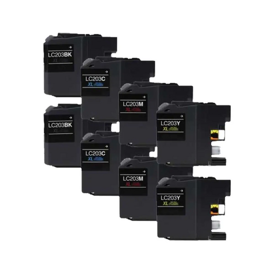 Brother LC203 / LC201 Compatible High-Yield Ink Cartridge 8-Pack