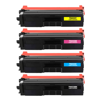 Brother TN433 High-Yield Compatible Toner Cartridge 4-Pack Combo