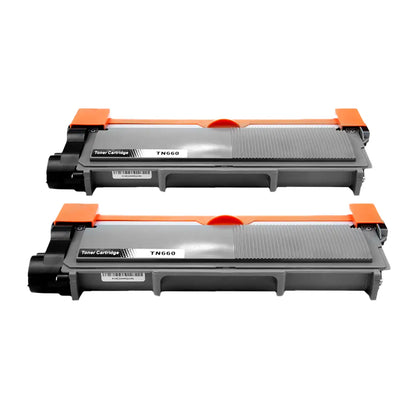 Brother TN660 (Replaces TN630) Black High-Yield Compatible Toner Cartridge Twin Pack