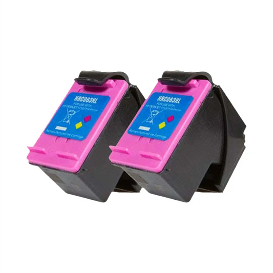 HP 63XL Color (F6U63AN) Remanufactured High Yield Ink Cartridge Twin Pack