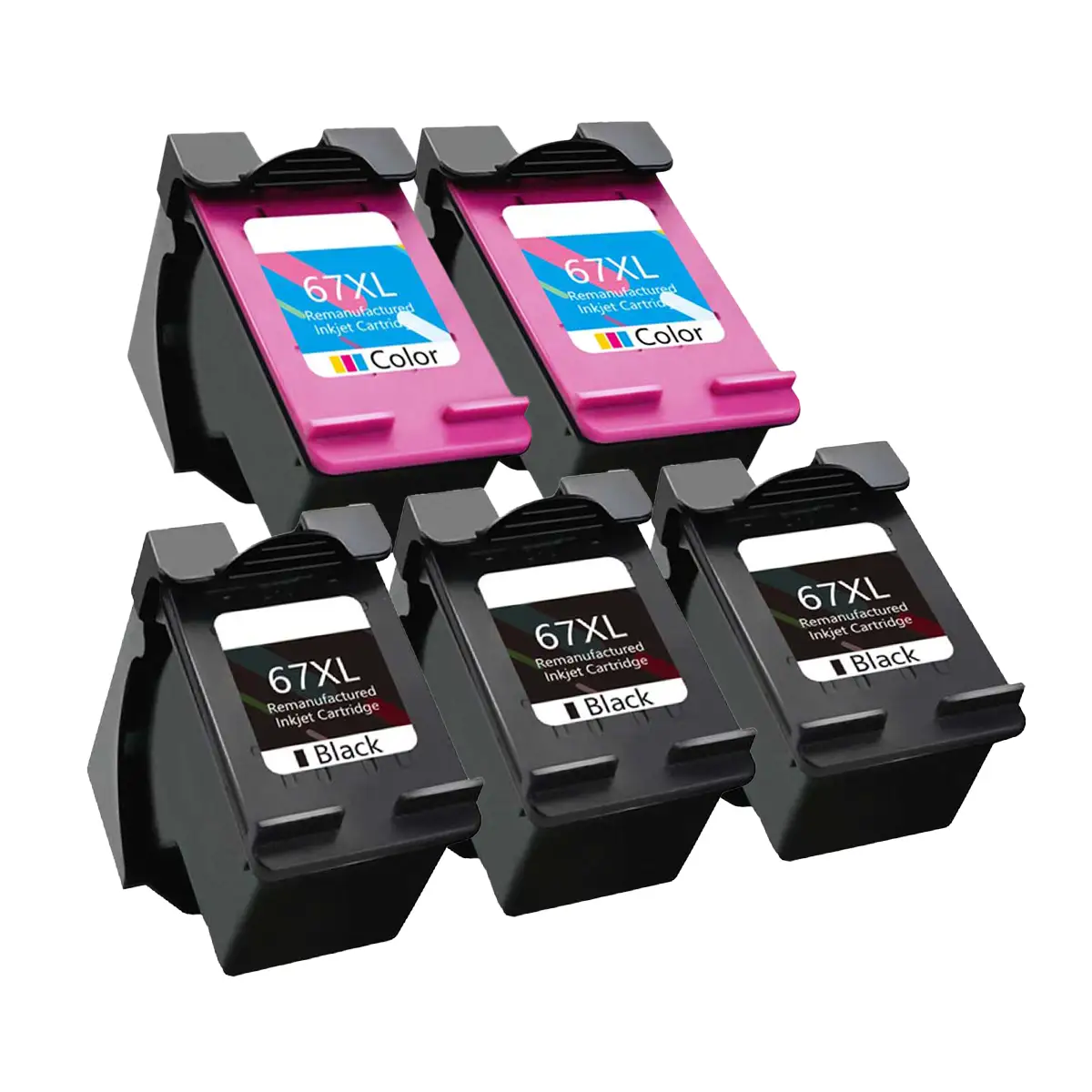 HP 67XL Remanufactured High Yield Ink Cartridge 5-Pack Combo