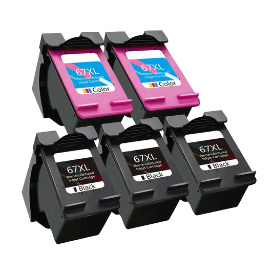 HP 67XL Remanufactured High Yield Ink Cartridge 5-Pack Combo