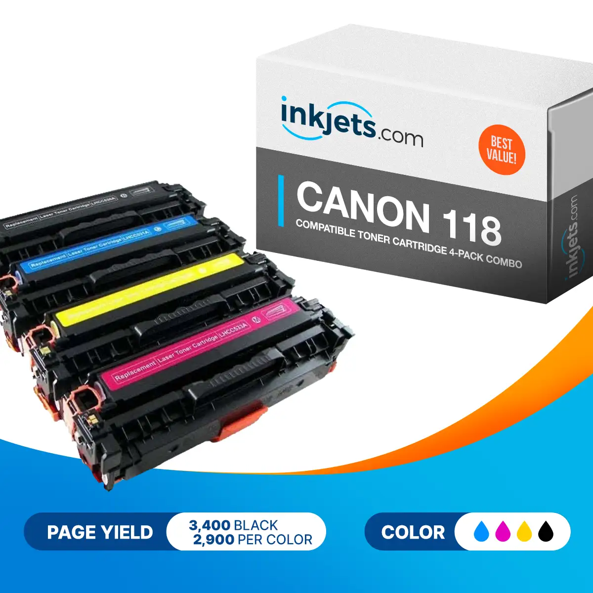 Canon 118 Compatible Toner Cartridge 4-Pack Combo