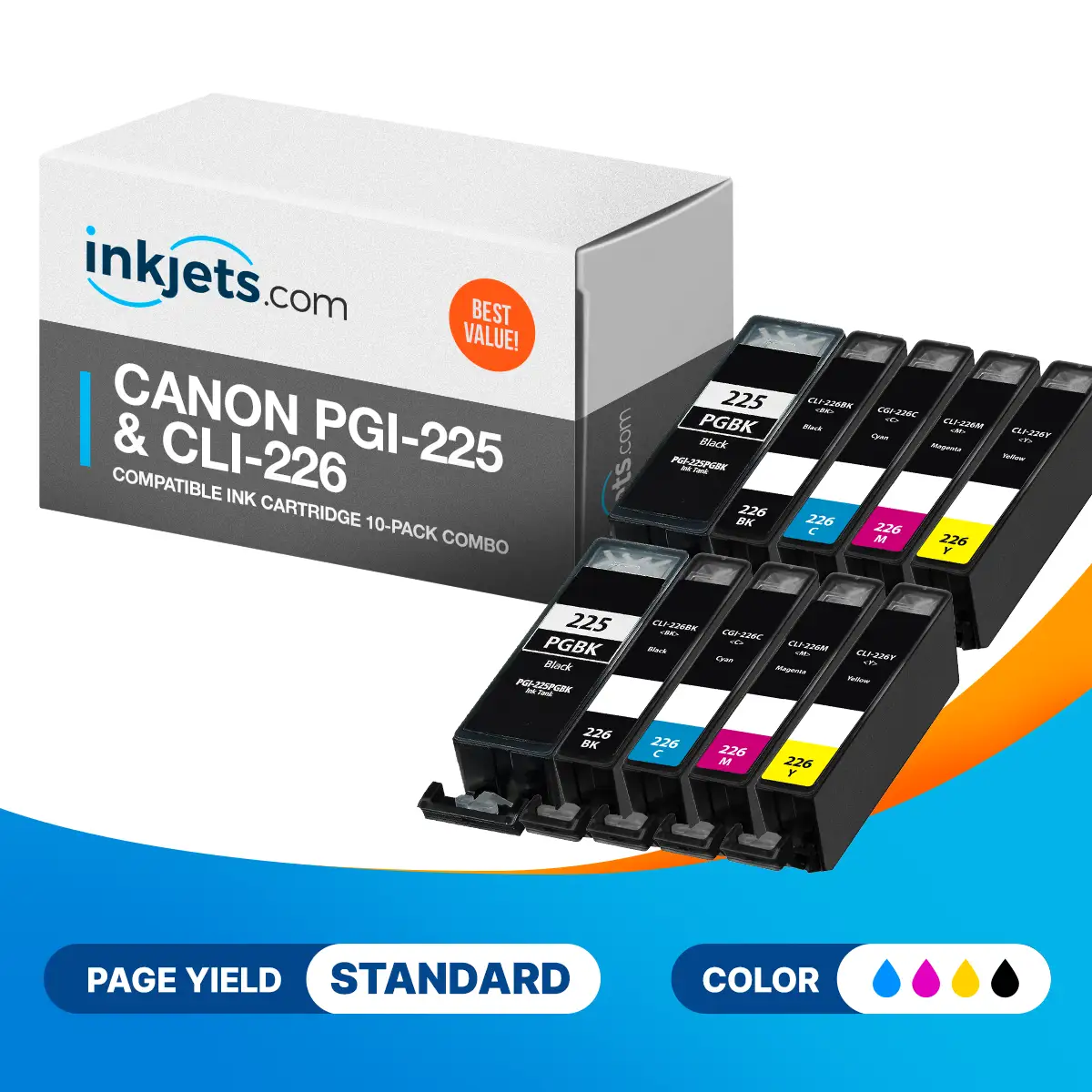 Canon PGI-225 & CLI-226 Compatible Ink Cartridge 10-Pack Combo ...