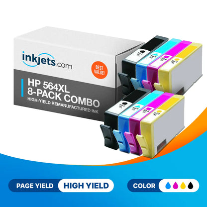 HP 564XL High-Yield Remanufactured Ink Cartridge 8-Pack Combo