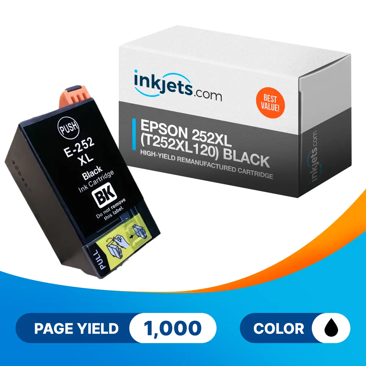 Epson 252XL (T252XL120) Black High-Yield Remanufactured Cartridge