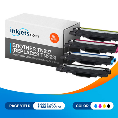 Brother TN227 (Replaces TN223) High-Yield Compatible Toner 4-Pack Combo