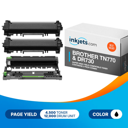 Brother TN770 & DR730 Super High-Yield Compatible Toner Cartridge 3-Pack Combo