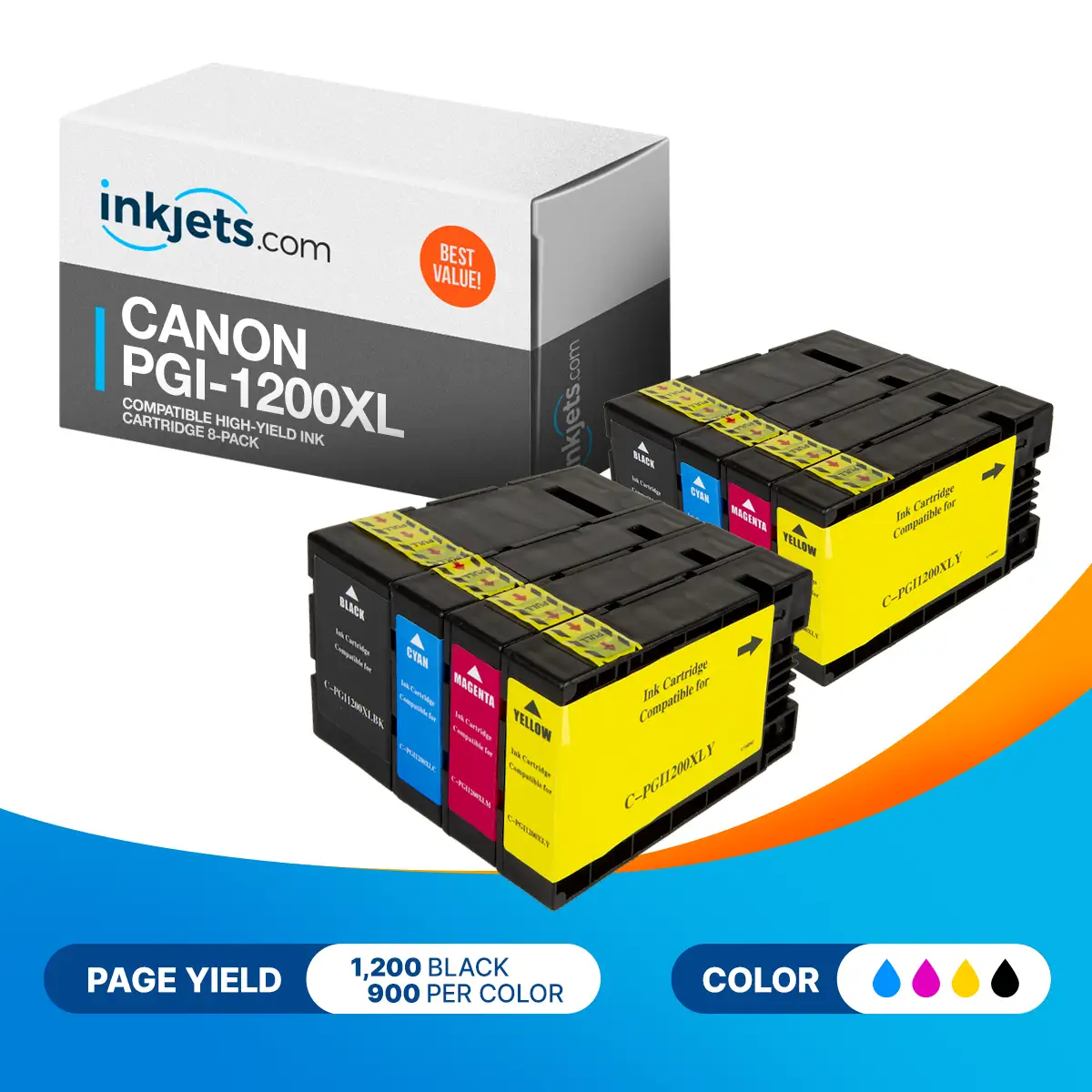 Canon PGI-1200XL Compatible High-Yield Ink Cartridge 8-Pack