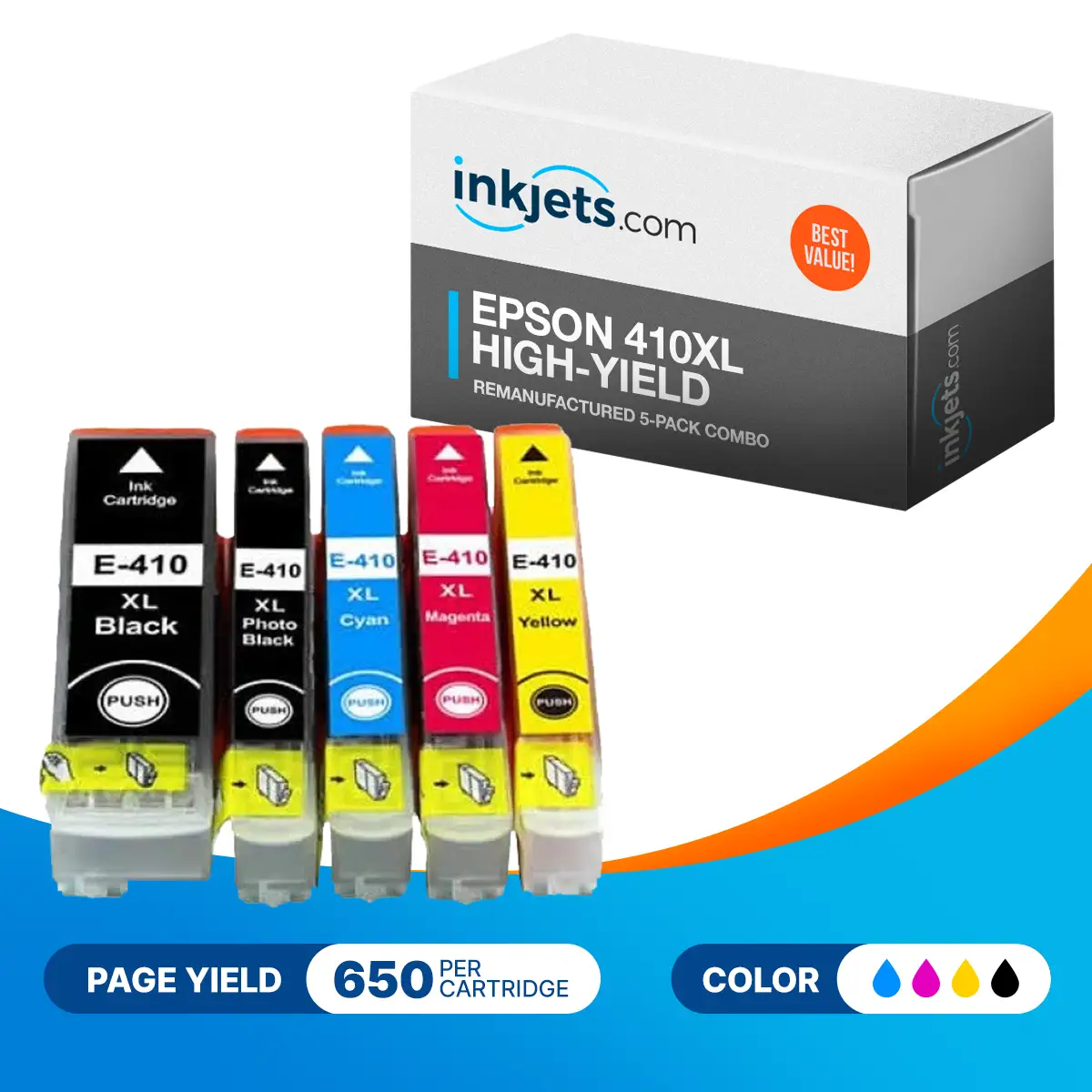 Epson 410XL High-Yield Remanufactured 5-Pack Combo